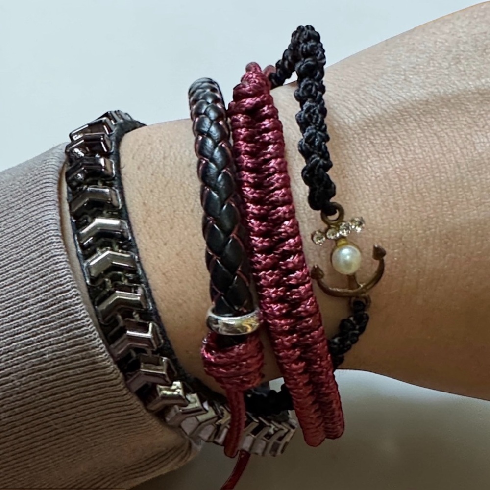 Black and Red Braided Bracelets